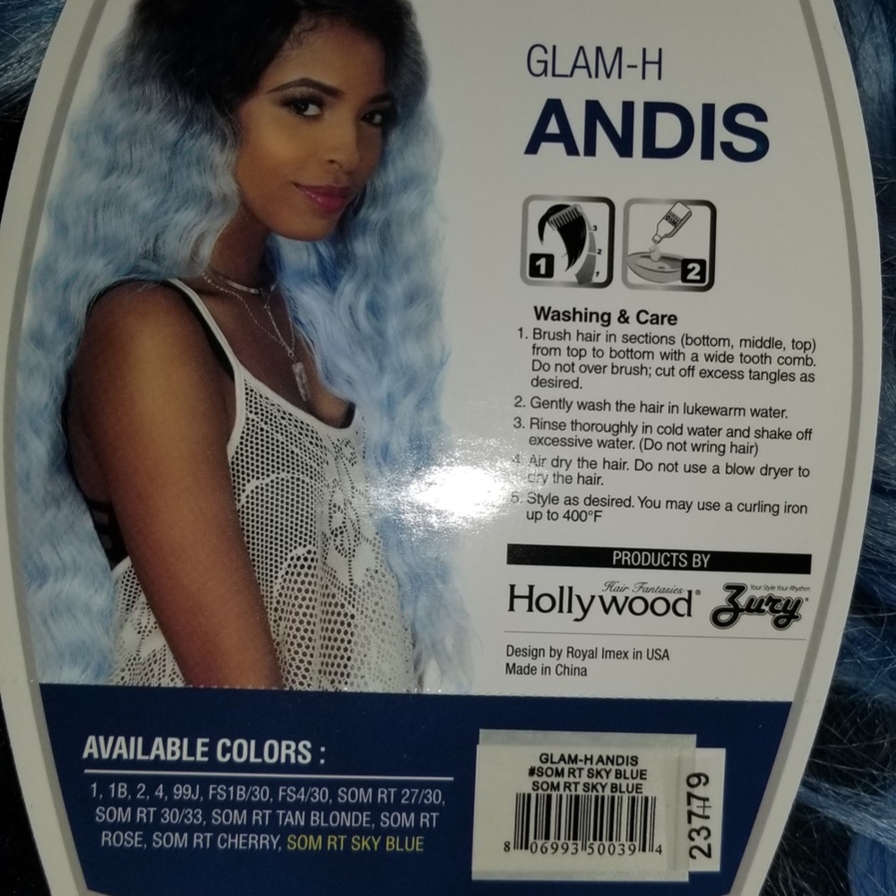 GLAM H ANDIS | Synthetic Lace Part Wig sky blue new - Picture 4 of 5